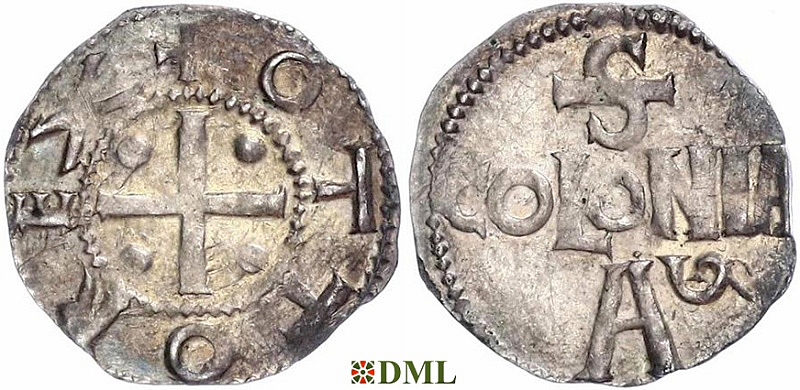 Денарий, Германия, Нижняя Лотарингия, Otto III (983-1002), м.д. Koln, Dbg. 331