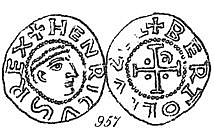 Денарий, Германия, Верхняя Лотарингия, Berthold (996-1018), м.д. Toul, Dbg. 957