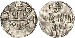 Денарий, Германия, Нижняя Лотарингия, Otto III (983-1002), м.д. Koln, Dbg. 331
