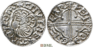 Денарий, Англия, Cnut (1016-1035), м.д. Salisbury, монетарий Ælfnoth, North 781