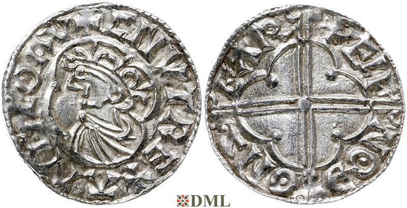 Денарий, Англия, Cnut (1016-1035), м.д. Salisbury, монетарий Ælfnoth, North 781