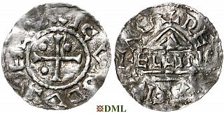 Денарий, Германия, Бавария, Heinrich I (948-955), м.д. Regensburg, монетарий ELLIN, Hahn 1976, 10d1