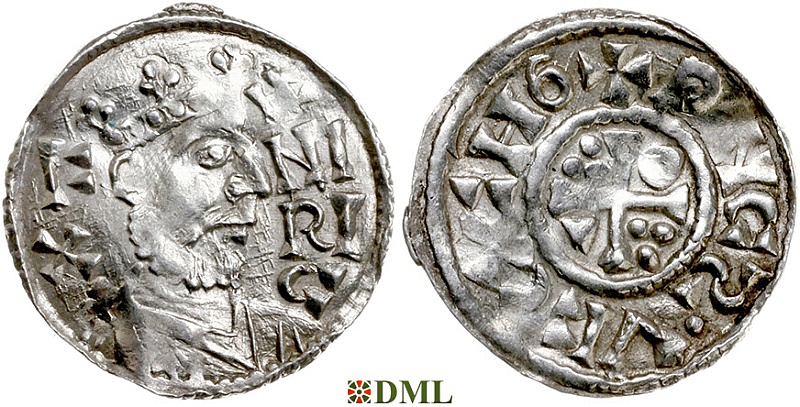 Денарий, Германия, Бавария, Heinrich II (1002-1024), м.д. Regensburg, монетарий ECCHO, Hahn 1976, 29b2.3