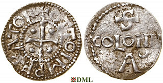 Денарий, Германия, Нижняя Лотарингия, Otto I (962-973) или Otto II (973-983), м.д. Koln, Dbg. 333