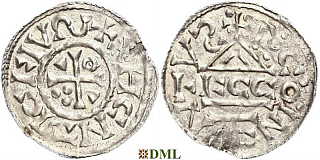 Денарий, Германия, Бавария, Heinrich II (1002-1024), м.д. Regensburg, монетарий ECCO, Hahn 1976, 27c2