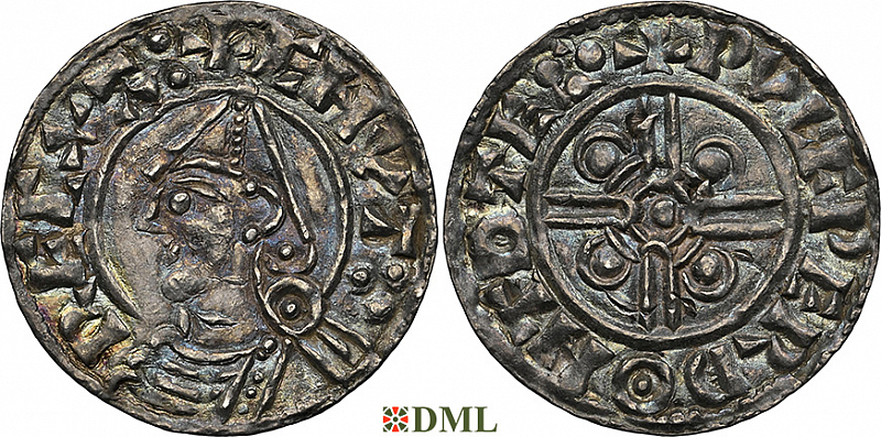 Денарий, Англия, Cnut  (1016-1035), м.д. Totnes, монетарий Wulfwerd, North 787
