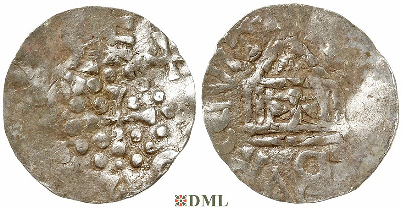 Денарий, Германия, Франкония, Otto III (983-1002), м.д. Wurzburg, Dbg. 1650