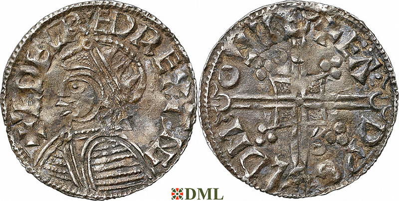 Денарий, Англия, Æthelred II (978-1016), м.д. London, монетарий Eadpold, North 775