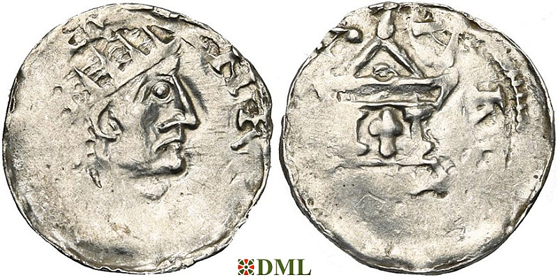 Денарий, Германия, Швабия, Heinrich II (1002-1024), м.д. Strassburg, Dbg. 916