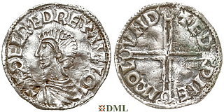 Денарий, Англия, Æthelred II (978-1016), м.д. London, монетарий Eadwine ?, North 774