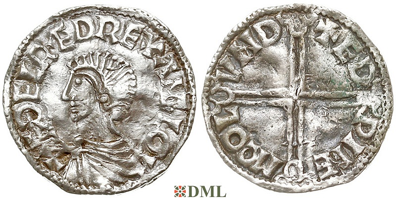Денарий, Англия, Æthelred II (978-1016), м.д. London, монетарий Eadwine ?, North 774