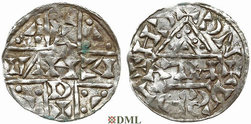 Денарий, Германия, Бавария, Heinrich V (1018-1026), м.д. Regensburg, монетарий АГН, Hahn 1976, 31a6