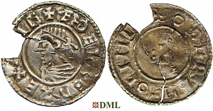 Денарий, Англия, Æthelred II (978-1016), м.д. Lincoln, монетарий Odgrim, North 777