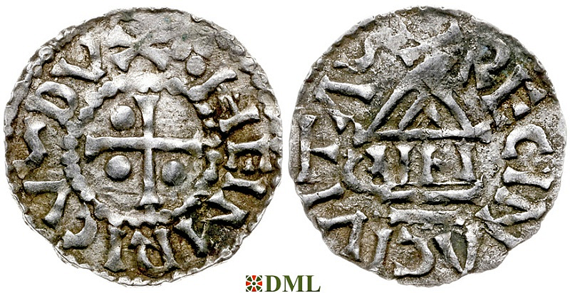 Денарий, Германия, Бавария, Heinrich I (948-955), м.д. Regensburg, монетарий CVN, Hahn 1976, 10b1