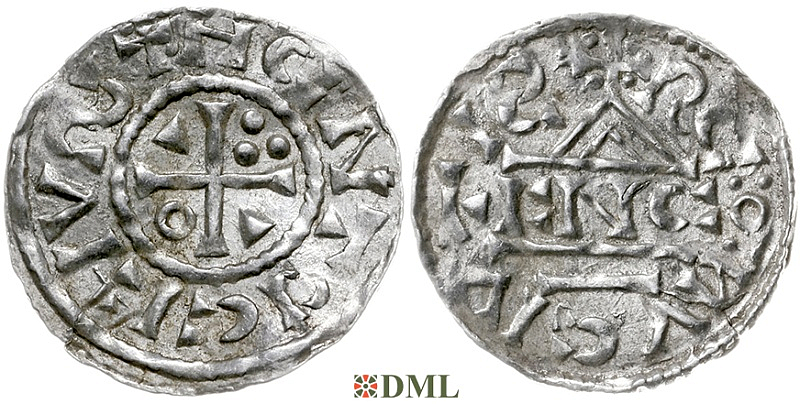 Денарий, Германия, Бавария, Heinrich II (1002-1024), м.д. Regensburg, монетарий ENCO, Hahn 1976, 27d8.2