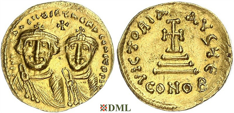 Солид, Византия, Heraclius (610-641) и Heraclius Constantine (613–641), м.д. Constantinople
