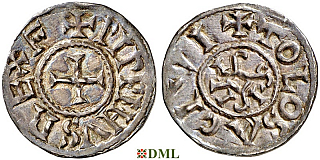 Денье, Каролинги, Pepin I (817-838) или Pepin II (839-852), м.д. Toulouse