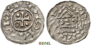 Денарий, Германия, Бавария, Heinrich IV (995-1002), м.д. Nabburg, монетарий •ƆIC•, Hahn 1976, 73b3