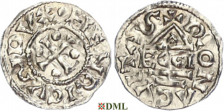 Денарий, Германия, Бавария, Heinrich III der Jüngere (983-985), м.д. Regensburg, монетарий ECCIO, Hahn 1976, 19a1