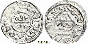 Денарий, Германия, Бавария, Heinrich II (1002-1024), м.д. Salzburg, монетарий WΛI, Hahn 1976, 89b1
