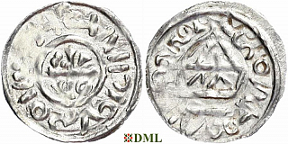 Денарий, Германия, Бавария, Heinrich II (1002-1024), м.д. Salzburg, монетарий WΛI, Hahn 1976, 89b1