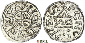 Денарий, Германия, Бавария, Heinrich II (1002-1024), м.д. Regensburg, монетарий SC, Hahn 1976, 27h4
