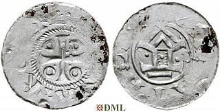 Денарий, Германия, Саксония, Otto III (983-1002), м.д. Goslar, type OA