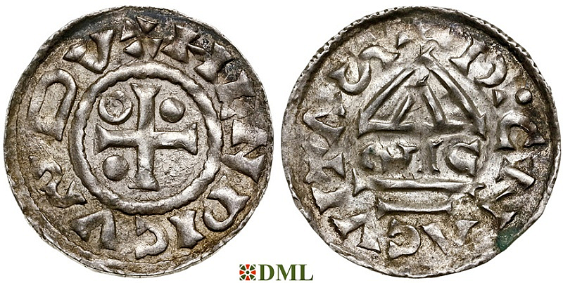 Денарий, Германия, Бавария, Heinrich II (955-995), м.д. Regensburg, монетарий SIC, Hahn 1976, 22g1.6