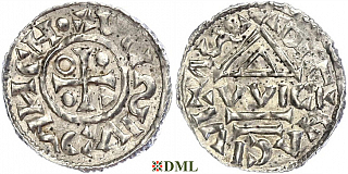 Денарий, Германия, Бавария, Heinrich IV (995-1002), м.д. Regensburg, монетарий WICI, Hahn 1976, 25e1