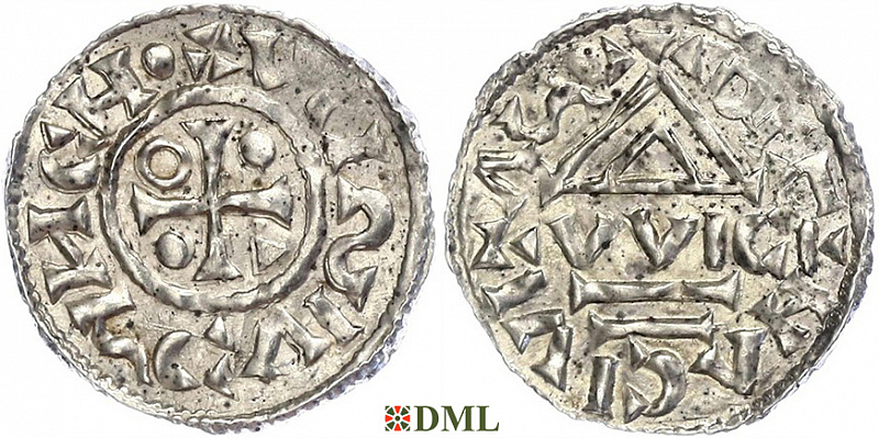 Денарий, Германия, Бавария, Heinrich IV (995-1002), м.д. Regensburg, монетарий WICI, Hahn 1976, 25e1