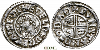 Денарий, Англия, Æthelred II (978-1016), м.д. Bath, монетарий Wynstan, North 770