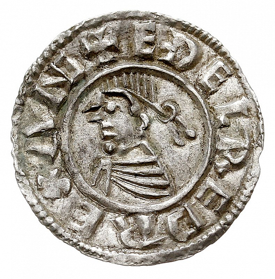 Денарий, Англия, Æthelred II (978-1016), м.д. Norwich, монетарий Leofwine, North 777