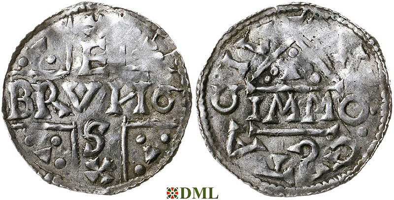 Денарий, Германия, Швабия, Bruno (1006-1029), м.д. Augsburg, монетарий IMMO, Hahn 1976, 147b1