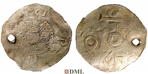 Денарий, Германия, Нижняя Лотарингия, Konrad II (1024-1039), м.д. Tiel, Ilisch 2000, 8.23