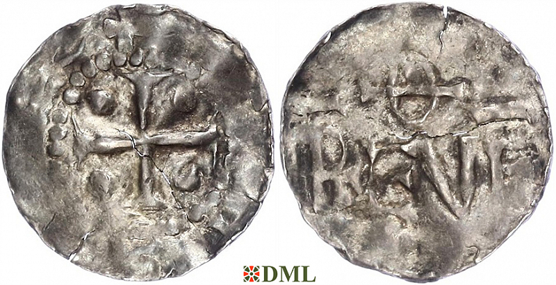 Денарий, Германия, Верхняя Лотарингия, Otto III (983-1002), м.д. Trier, Dbg. 461