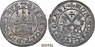 Шиллинг черный, Швеция, Рига (город), Густав II Адольф (1611-1632), м.д. Рига, минцмейстер Martin Wulff II, 1623 г., Haljak 1464