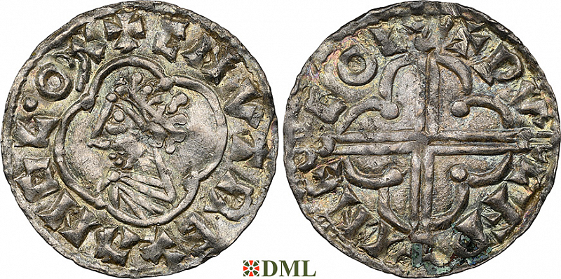 Денарий, Англия, Cnut (1016-1035), м.д. Colchester, монетарий Wulfwine, North 781