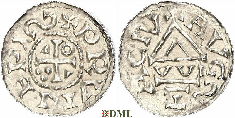 Денарий, Германия, Швабия, Bruno (1006-1029), м.д. Augsburg, монетарий WI, Hahn 1976, 142a2