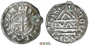 Денарий, Германия, Бавария, Heinrich II (985-995), м.д. Regensburg, монетарий GVΛL, Hahn 1976, 22d1