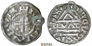 Денарий, Германия, Бавария, Heinrich II (985-995), м.д. Regensburg, монетарий GVΛL, Hahn 1976, 22d1