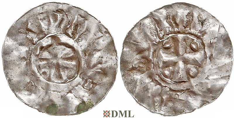 Денарий, Германия, Нижняя Лотарингия, Heinrich II (1002-1024), unknown mints, Ilisch 2000, 20.6