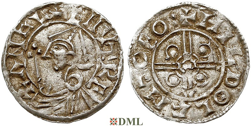 Денарий, Англия, Knut (1016-1035), м.д. York, монетарий Hildulfr, North 787