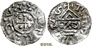 Денарий, Германия, Бавария, Otto I (973-982), м.д. Regensburg, монетарий EИCI, Hahn 1976, 17e2