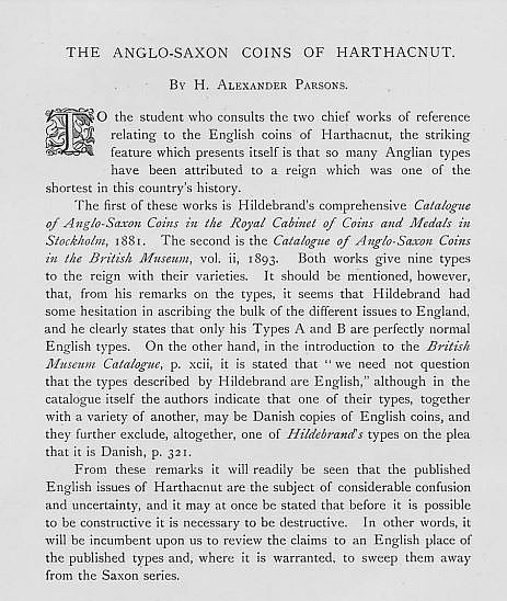 Parsons H.A. The Anglo-Saxon coins of Harthacnut