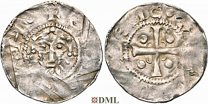 Денарий, Германия, Нижняя Лотарингия, Heinrich III (1036-1056) или Heinrich IV (1056-1106), м.д. Tiel, Ilisch 2000, 9.3