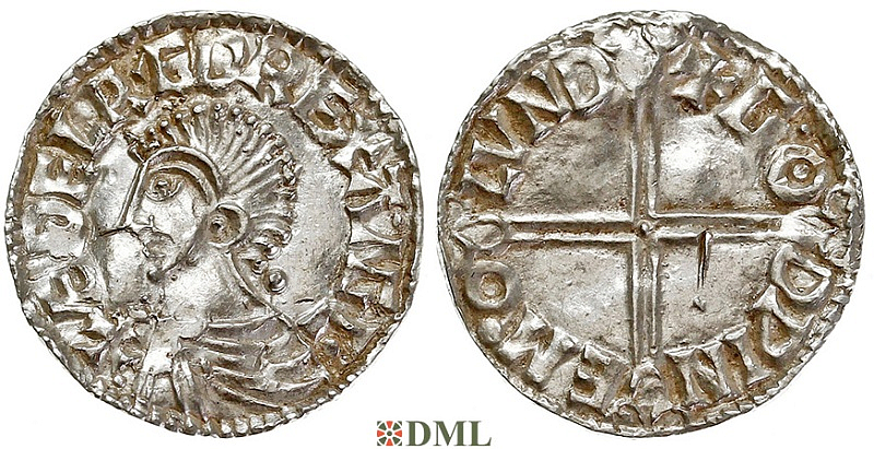 Денарий, Англия, Æthelred II (978-1016), м.д. London, монетарий Godwine, North 774
