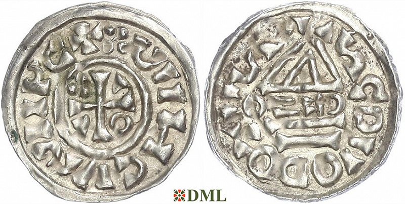 Денарий, Германия, Бавария, Heinrich II (1002-1024), м.д. Salzburg, монетарий CEZO, Hahn 1976, 89a2