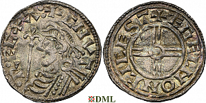 Денарий, Англия, Cnut  (1016-1035), м.д. Colchester, монетарий Ægelm, North 790
