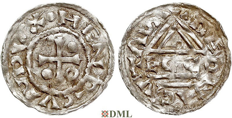 Денарий, Германия, Бавария, Hg. Heinrich II (985-995), м.д. Regensburg, монетарий ECCO, Hahn 1976, 22b2.7