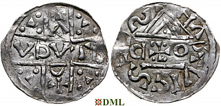 Денарий, Германия, Бавария, Hartwig (1009-1023) и Adalbero (1012-1035), м.д. Salzburg, мон. P✠O, Hahn 1976, 102a1